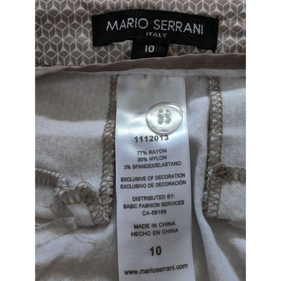 Mario Serrani Italy‎ Bermuda Shorts 10 Women Tan White Geometric Pockets - Picture 2 of 6